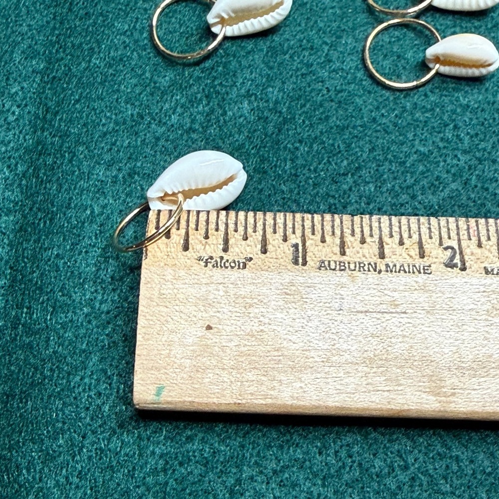 Cowrie Shell Hair Rings Gold Hoop Charms 5 Piece Set Boho Beachy Y2K - Picture 2 of 3